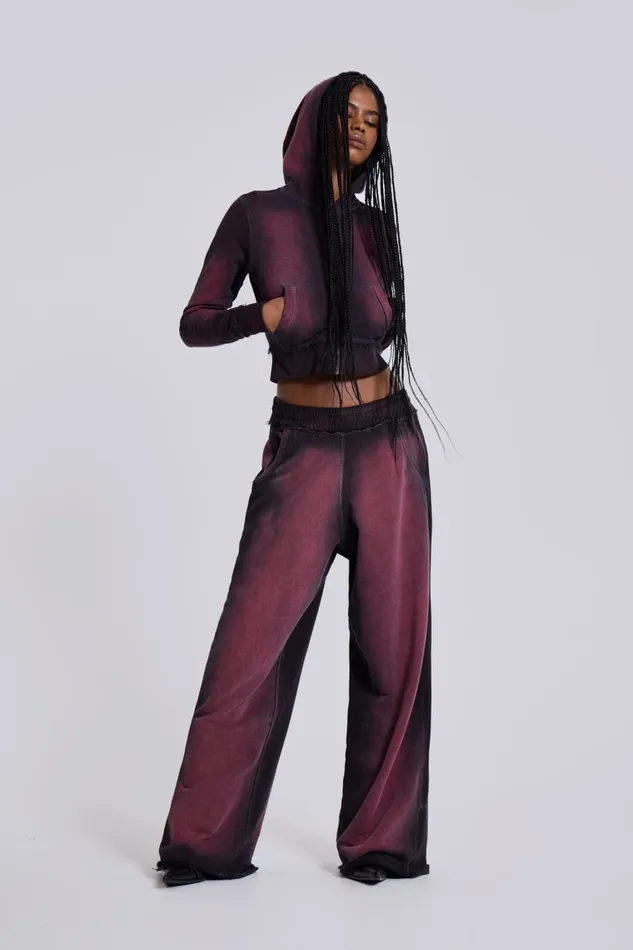 Jaded London Deep Red Fade Mini Monster Hoodie Women CoOrds