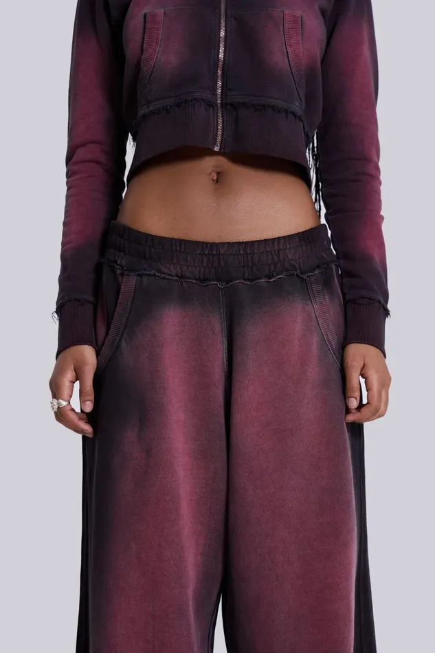 Jaded London Deep Red Fade Mini Monster Hoodie Women CoOrds