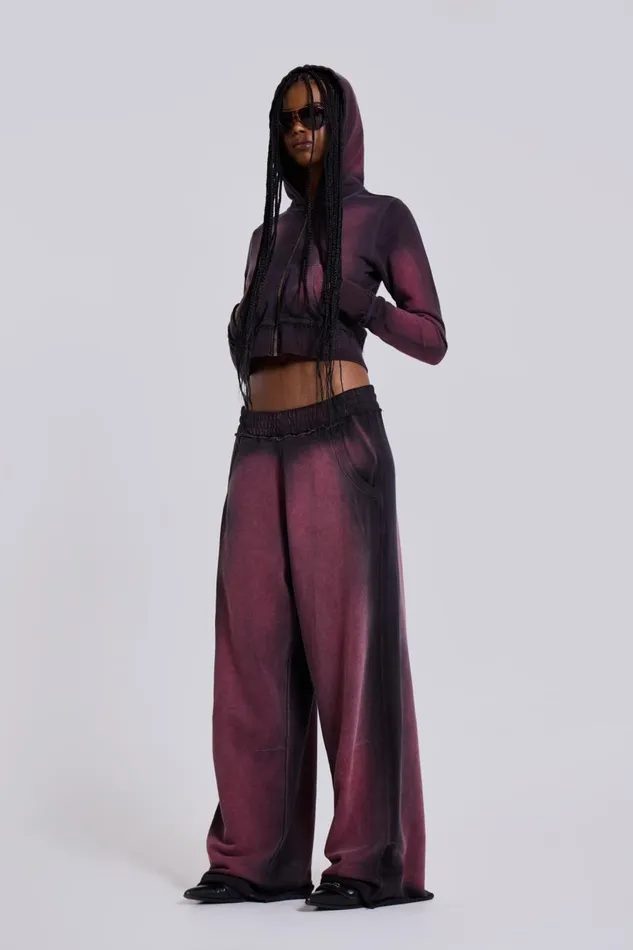 Jaded London Deep Red Fade Mini Monster Hoodie Women CoOrds