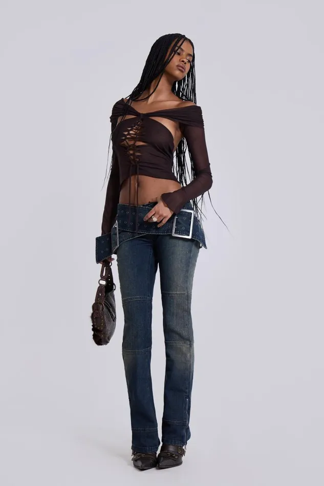 Jaded London Denim Assassin Jeans With Moto Panelling Women Jeans