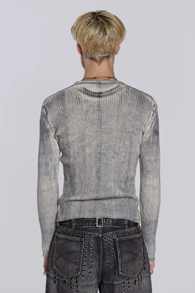 Jaded London Dirty White Scrape Knit Men Knitwear
