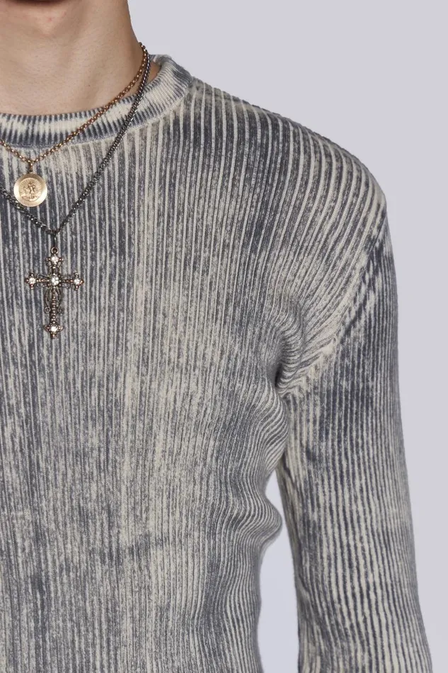 Jaded London Dirty White Scrape Knit Men Knitwear