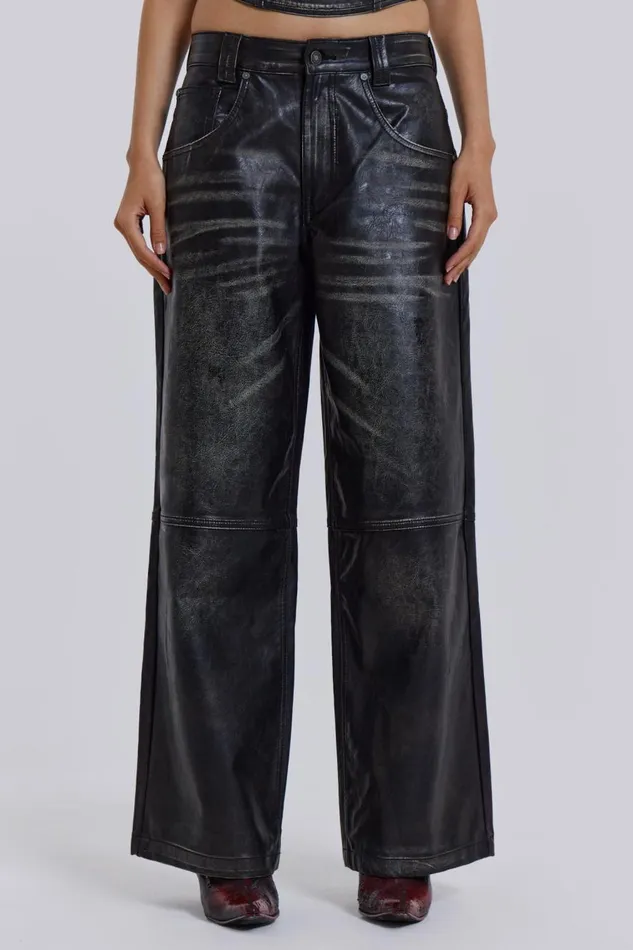 Jaded London Distressed Vegan Leather Colossus Fit Trousers Women CoOrds