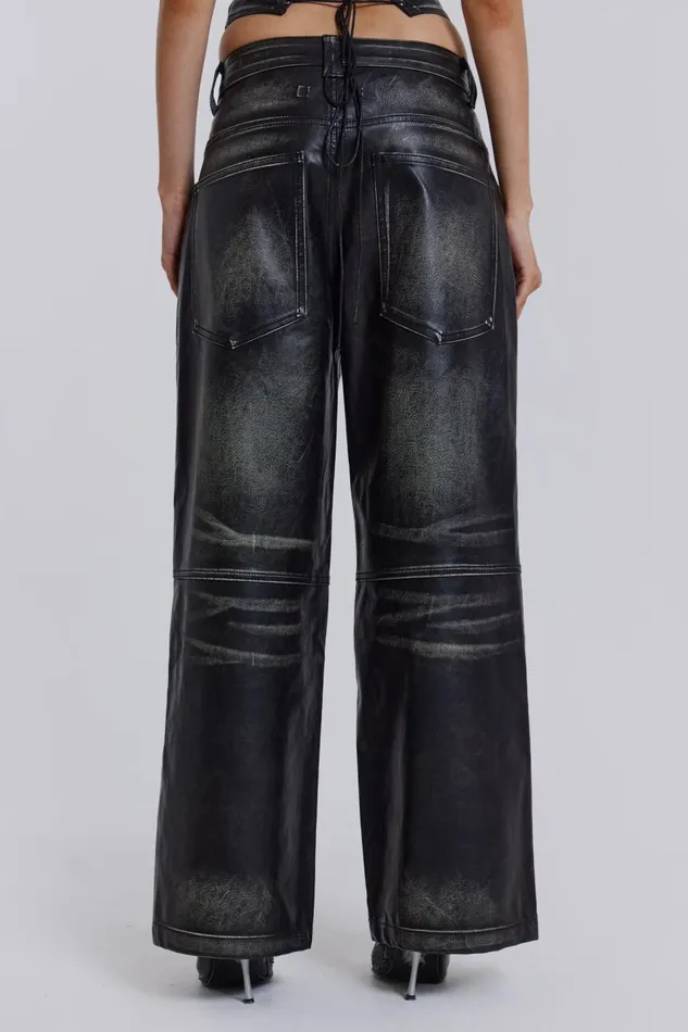 Jaded London Distressed Vegan Leather Colossus Fit Trousers Women CoOrds