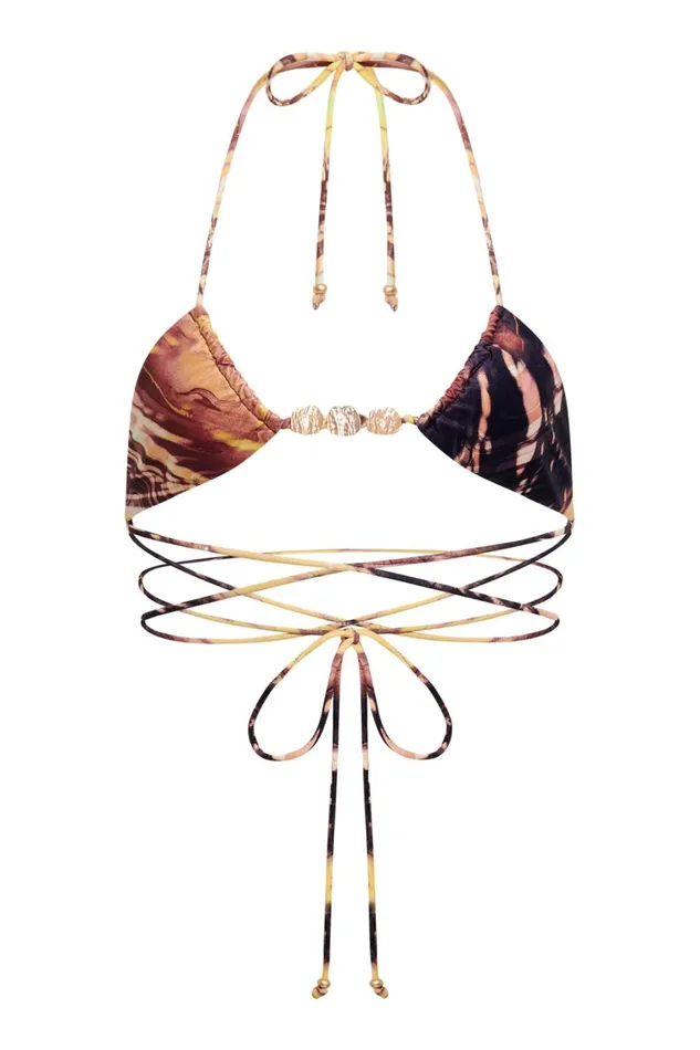 Jaded London Earthy Swirl Print Micro Triangle Bikini Top Women Bikini Tops
