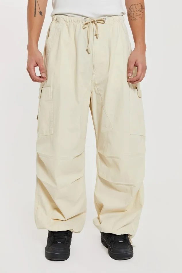 Jaded London Ecru Parachute Cargo Pants Men Parachute Pants