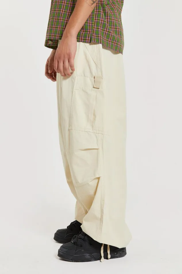 Jaded London Ecru Parachute Cargo Pants Men Parachute Pants