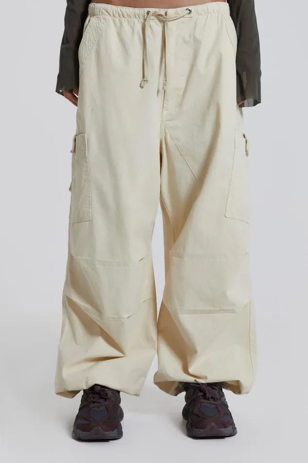 Jaded London Ecru Parachute Cargo Pants Women Trousers and Pants