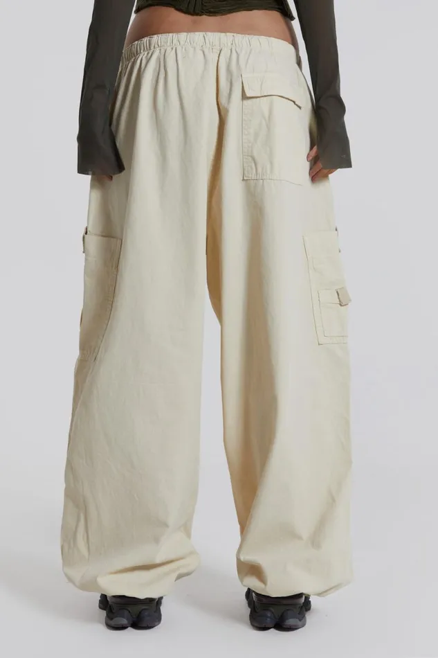 Jaded London Ecru Parachute Cargo Pants Women Trousers and Pants