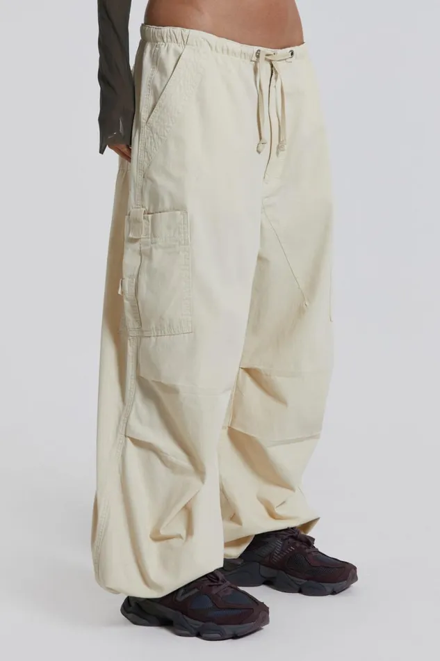 Jaded London Ecru Parachute Cargo Pants Women Trousers and Pants