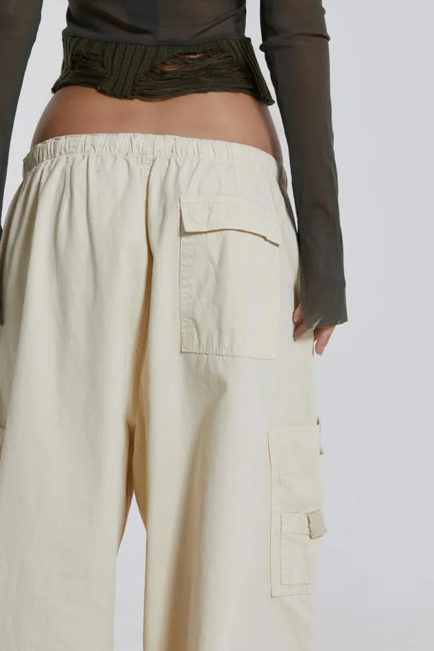 Jaded London Ecru Parachute Cargo Pants Women Trousers and Pants