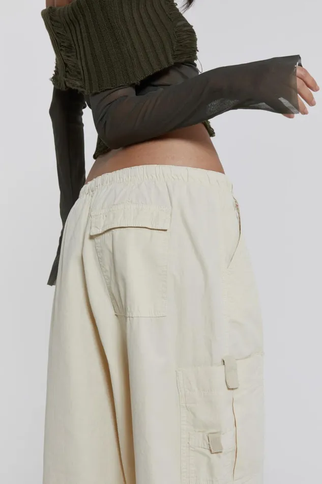 Jaded London Ecru Parachute Cargo Pants Women Trousers and Pants