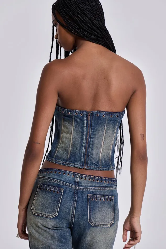 Jaded London Elia Denim Corset Top Women CoOrds
