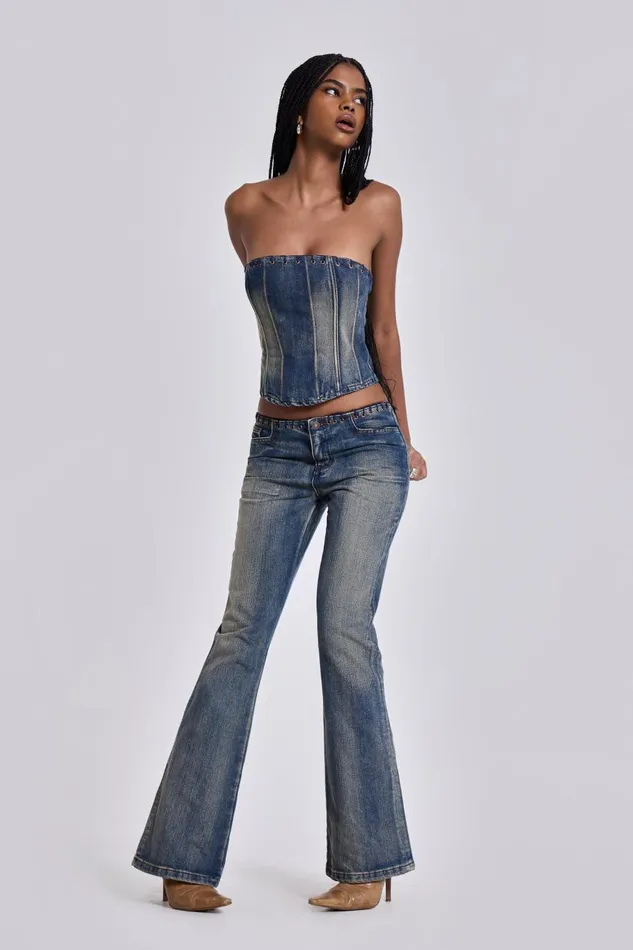 Jaded London Elia Denim Corset Top Women CoOrds