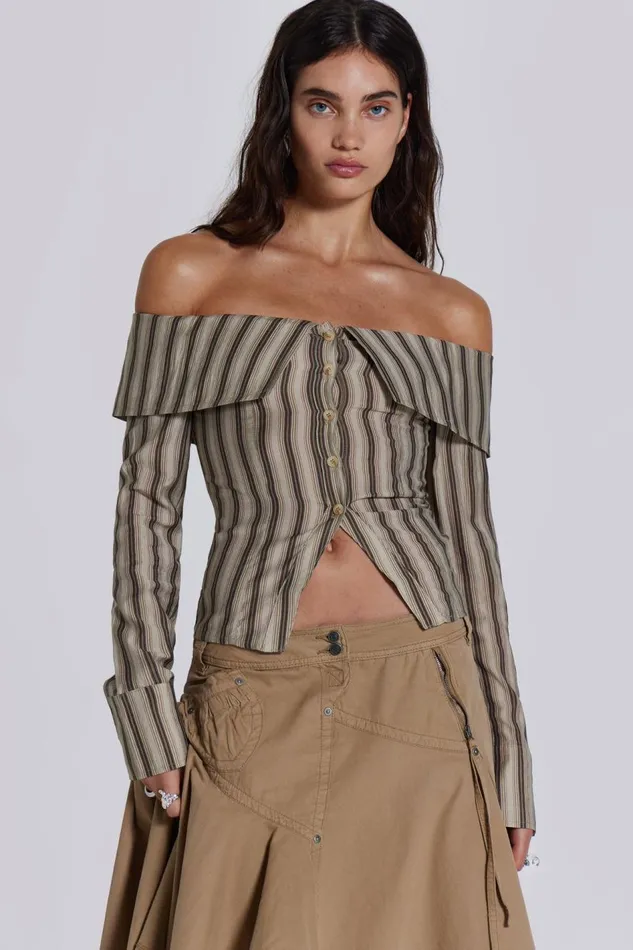 Jaded London Emra Off The Shoulder Shirt Women Bandeau Tops