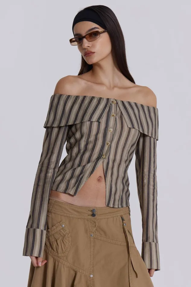 Jaded London Emra Off The Shoulder Shirt Women Bandeau Tops