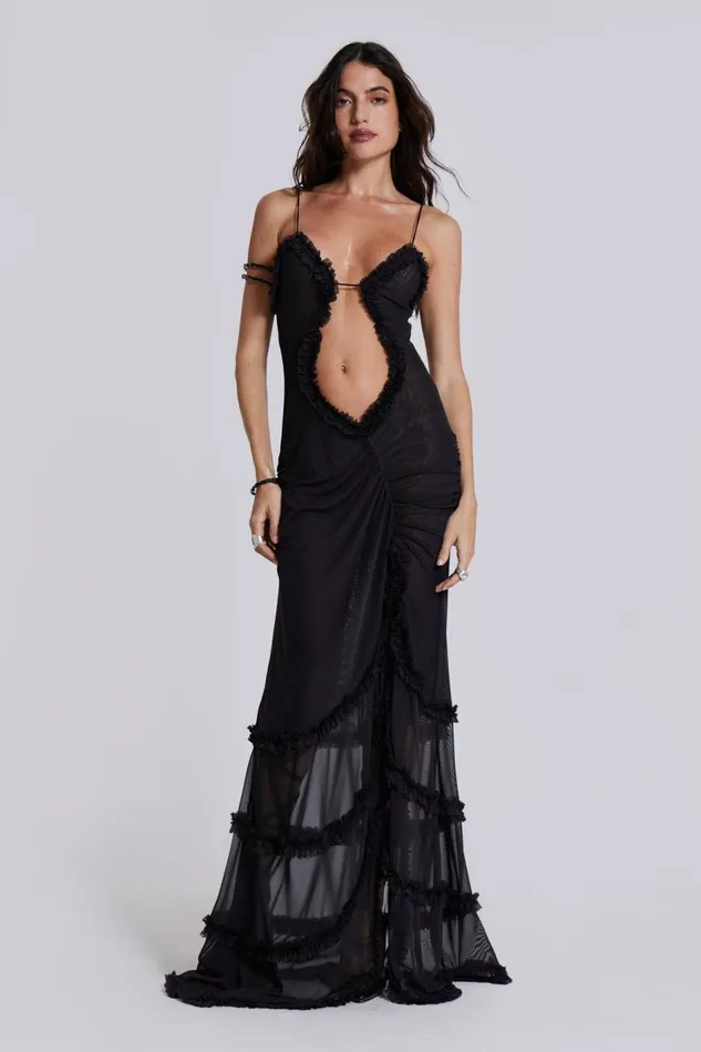 Jaded London Fatale Maxi Dress In Midnight Black Women Maxi Dresses