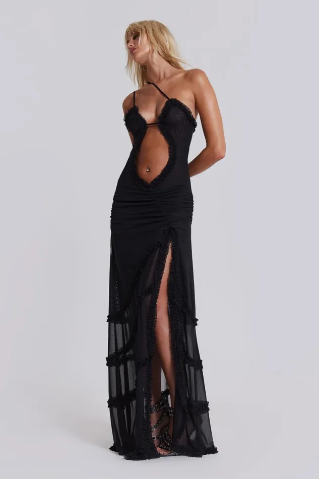 Jaded London Fatale Maxi Dress In Midnight Black Women Maxi Dresses