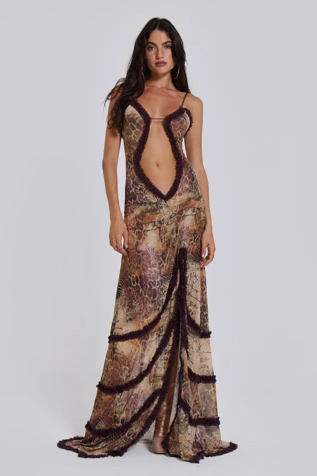 Jaded London Fatale Maxi Dress In Sunrose Women Maxi Dresses