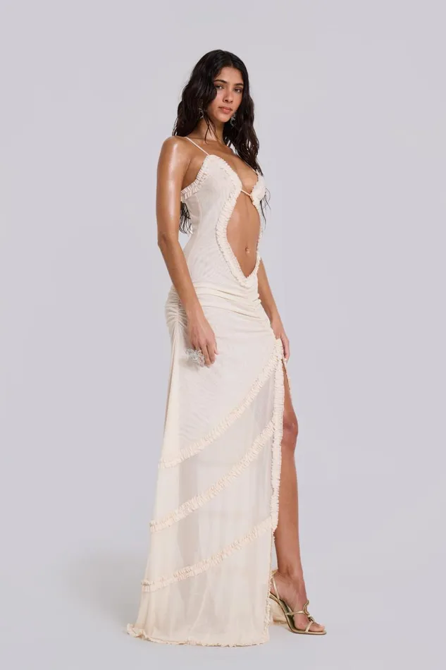 Jaded London Fatale Maxi Dress In Vanilla Women Maxi Dresses