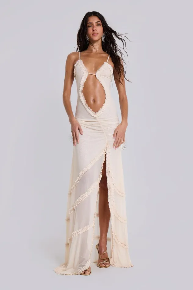 Jaded London Fatale Maxi Dress In Vanilla Women Maxi Dresses