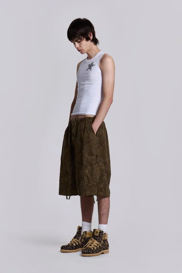 Jaded London Forest Camo Parachute Shorts Men Parachute Pants