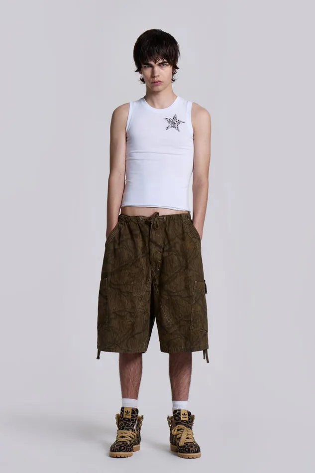 Jaded London Forest Camo Parachute Shorts Men Parachute Pants