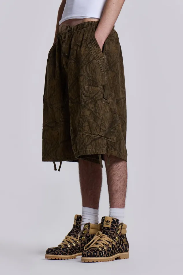 Jaded London Forest Camo Parachute Shorts Men Parachute Pants