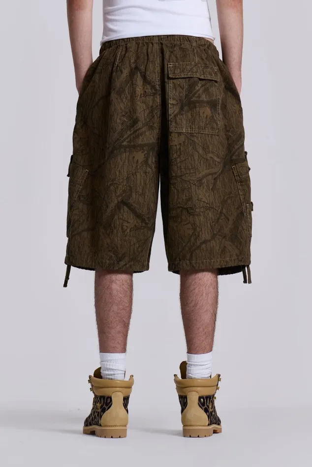 Jaded London Forest Camo Parachute Shorts Men Parachute Pants