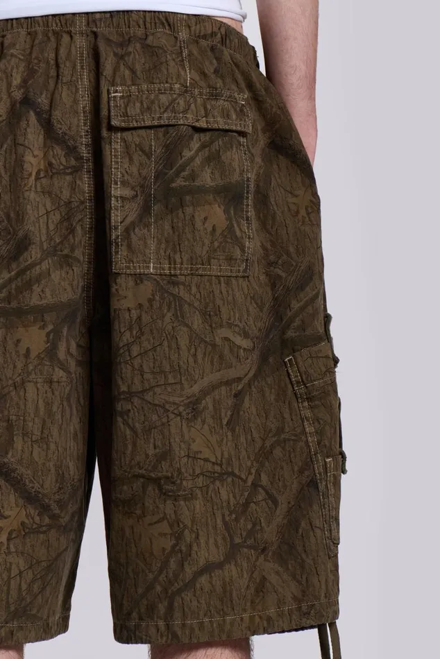 Jaded London Forest Camo Parachute Shorts Men Parachute Pants