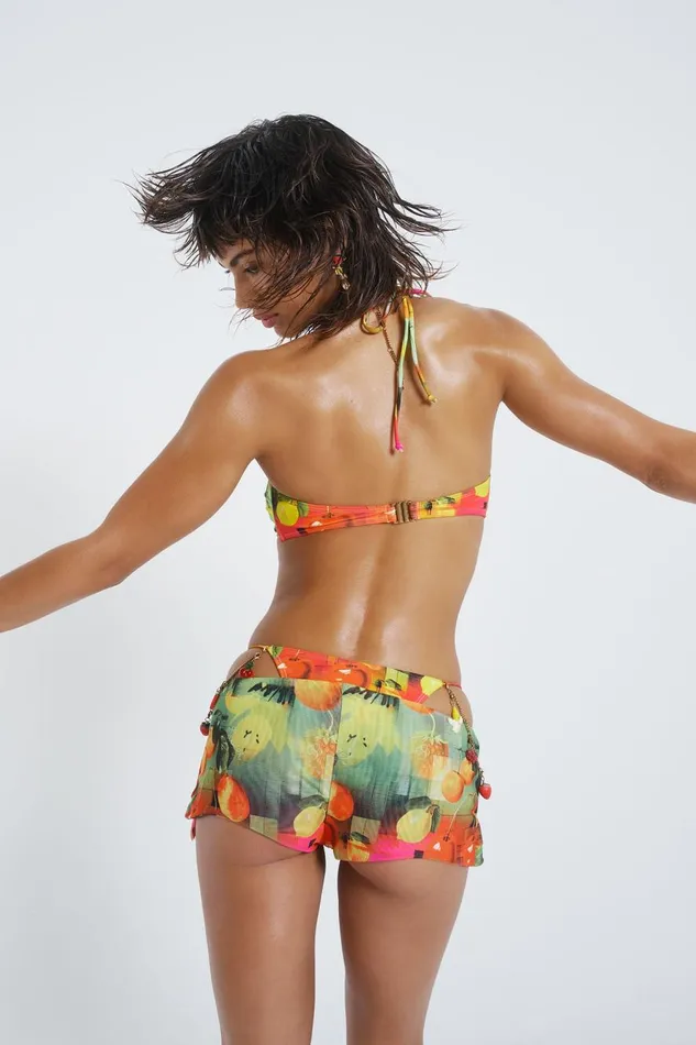 Jaded London Fruit Print Mesh Skort Women Micro Bikinis