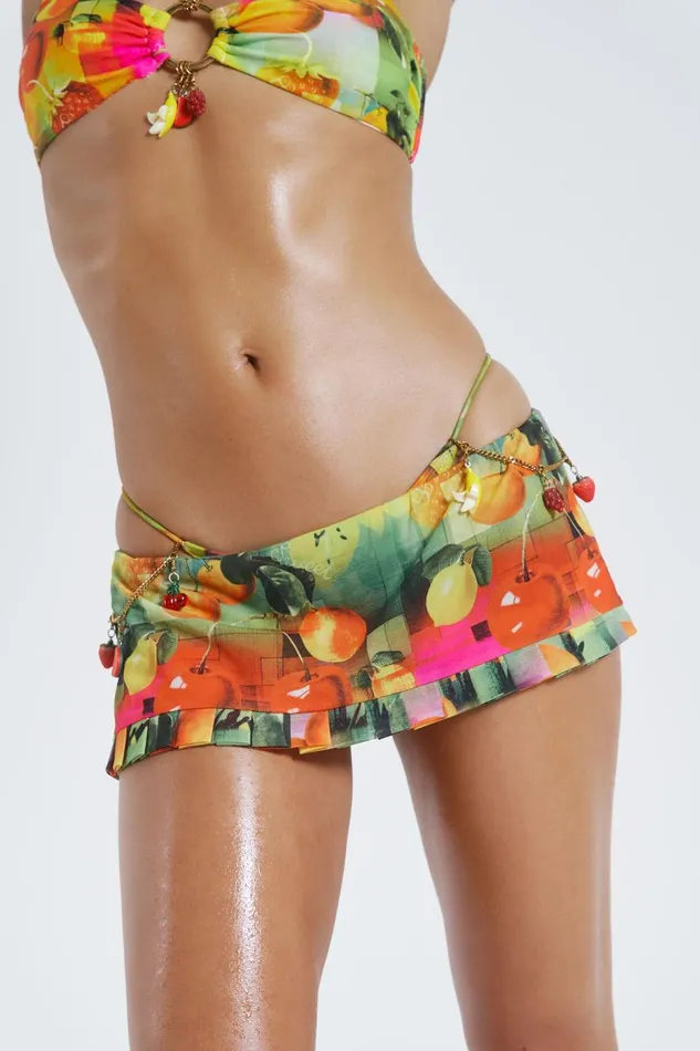 Jaded London Fruit Print Mesh Skort Women Micro Bikinis