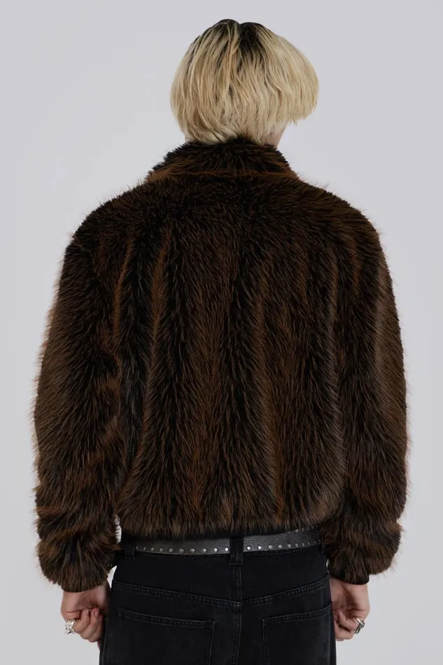 Jaded London Fur Coat With Metal Fastening Men Outerwear