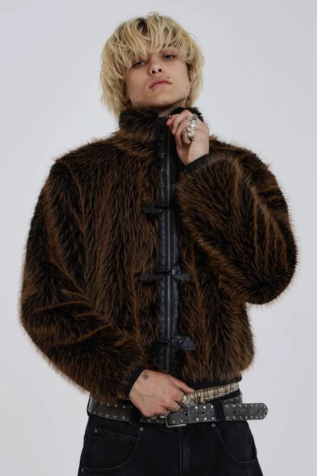 Jaded London Fur Coat With Metal Fastening Women Outerwear