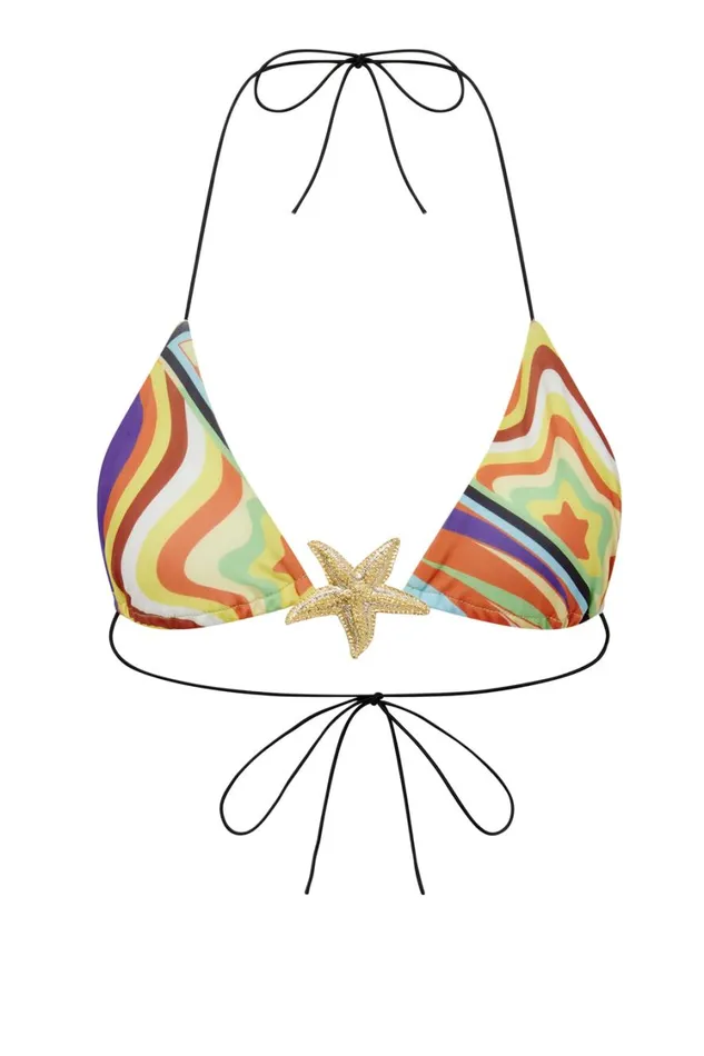 Jaded London Geo Star Print Triangle Bikini Top Women Bikini Tops