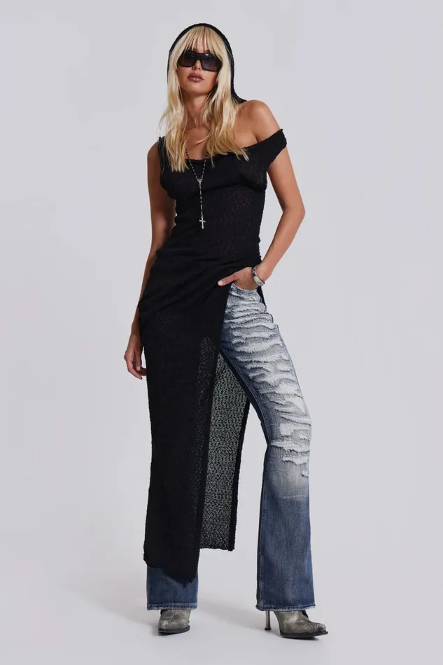 Jaded London Ghost Knit Hooded Maxi Dress Women Knitwear