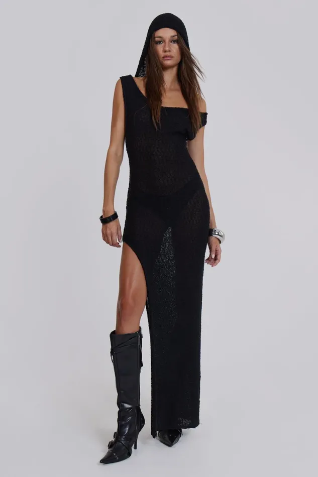 Jaded London Ghost Knit Hooded Maxi Dress Women Knitwear