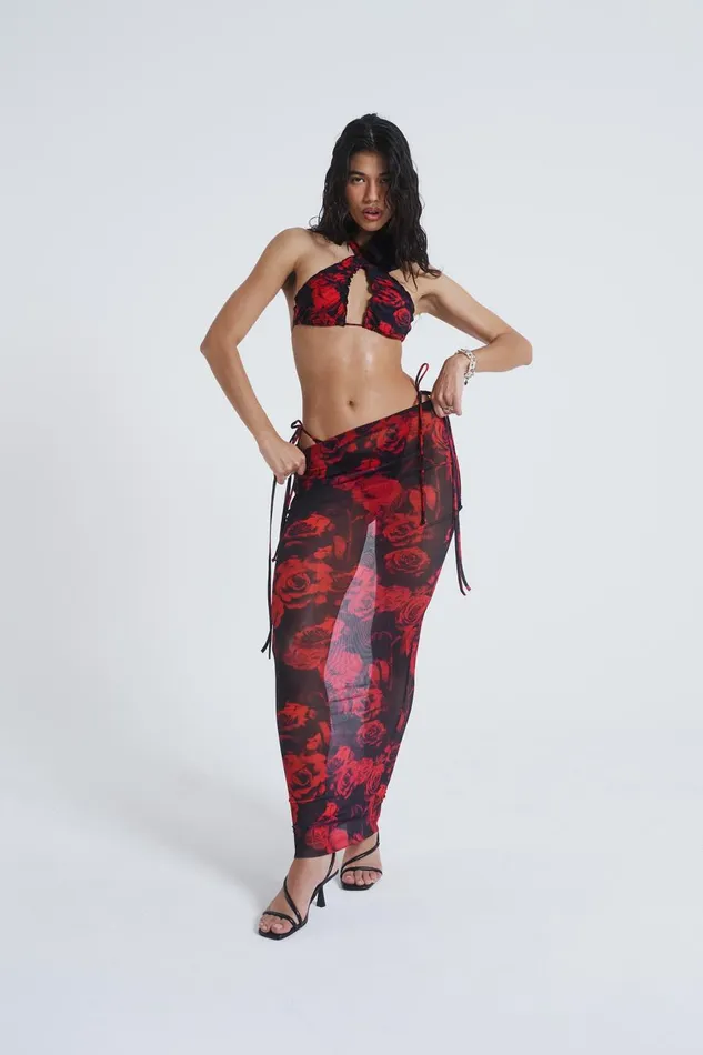 Jaded London Gothic Floral Halterneck Bikini Top Women Bikini Tops