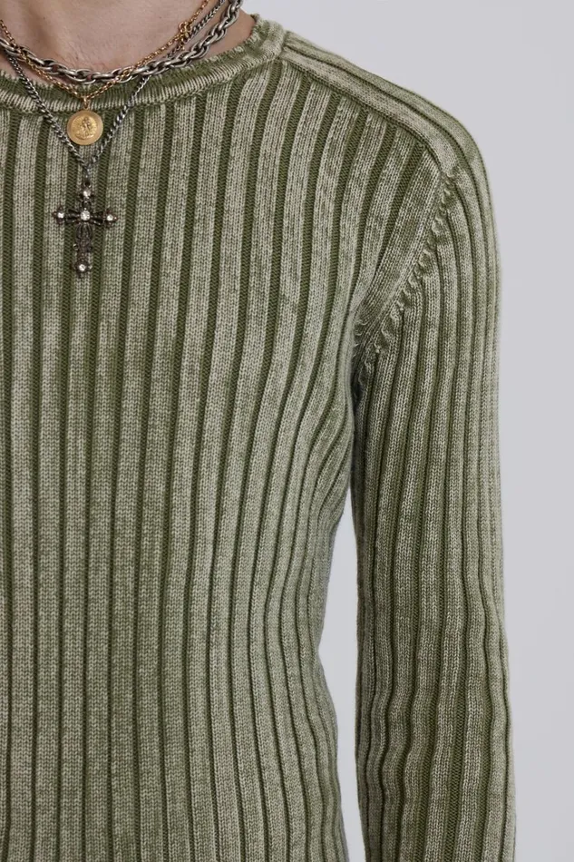 Jaded London Green Acid Raglan Knit Men Knitwear
