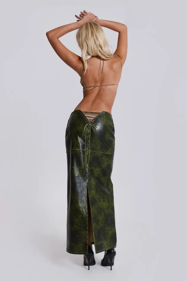 Jaded London Green Zip Up Backless Distressed Top Women CoOrds