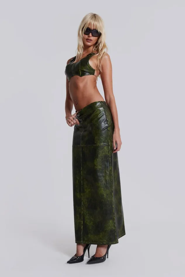 Jaded London Green Zip Up Backless Distressed Top Women CoOrds