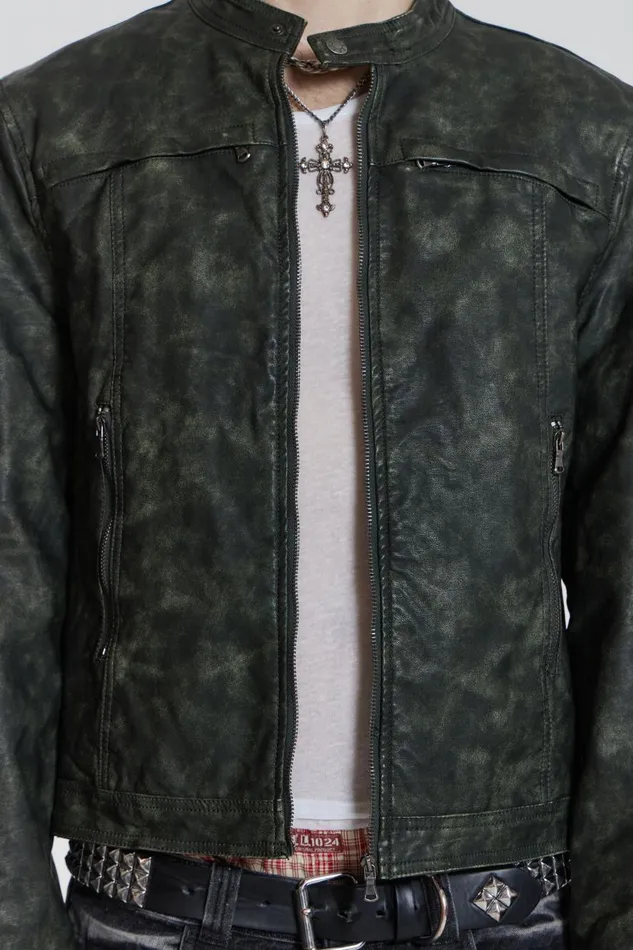 Jaded London Grey Biker Jacket With Buckle Detail Men Outerwear