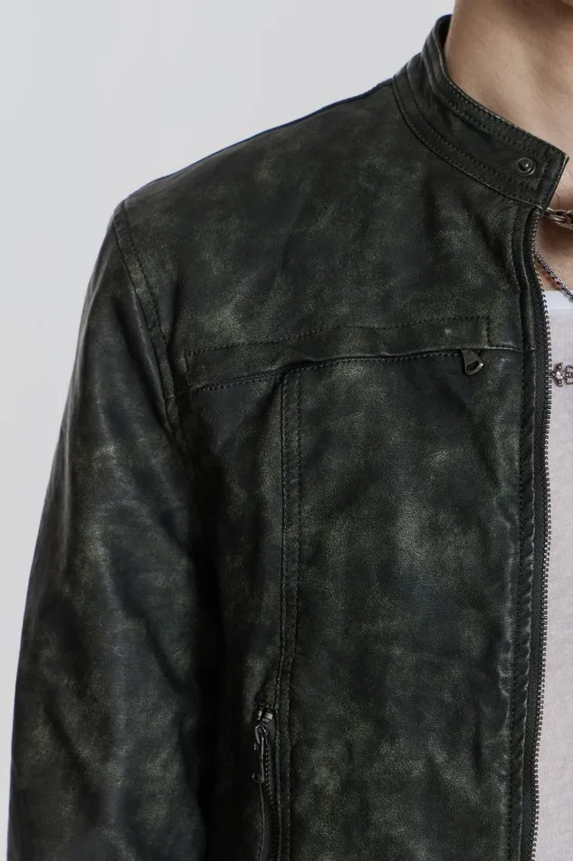 Jaded London Grey Biker Jacket With Buckle Detail Men Outerwear