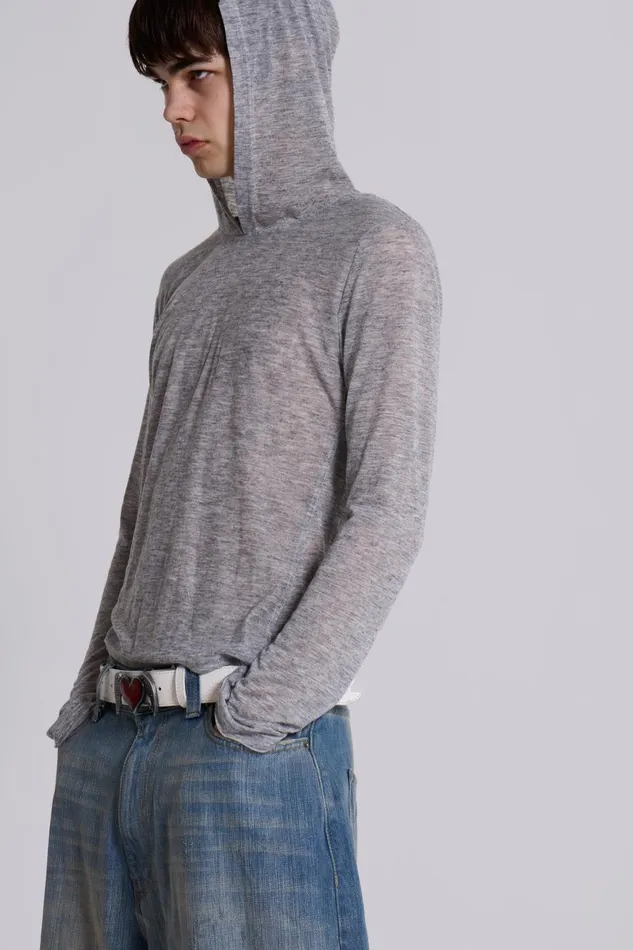 Jaded London Grey Marl Mist Hoodie Men Hoodies and Sweatshirts