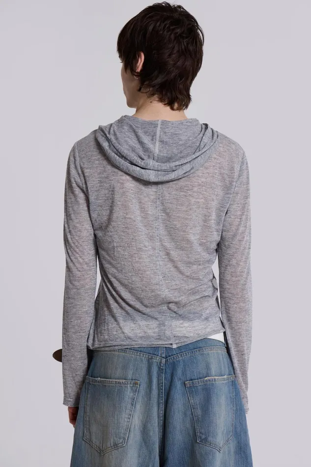 Jaded London Grey Marl Mist Hoodie Men Hoodies and Sweatshirts