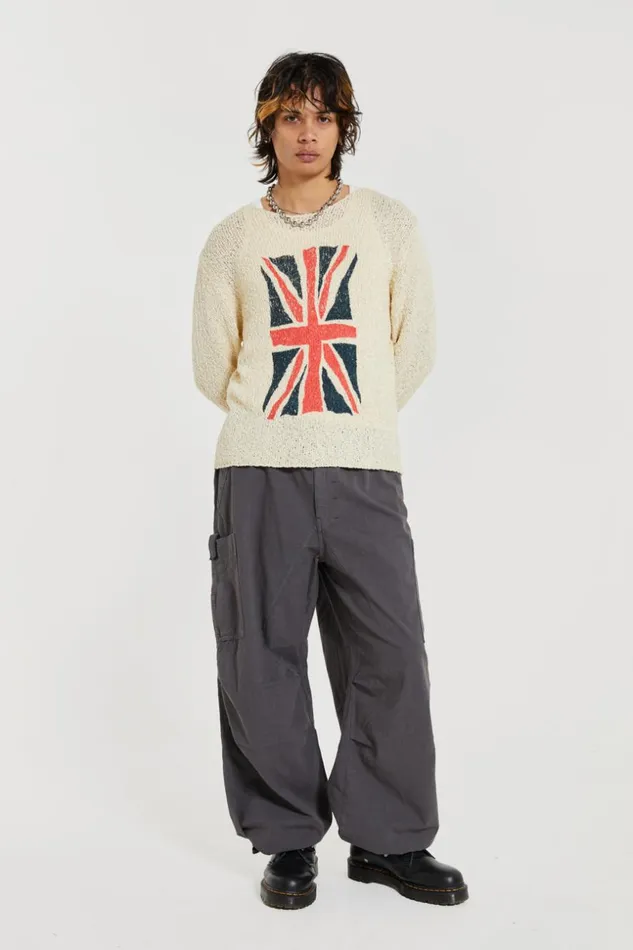 Jaded London Grey Military Oversized Cargo Pants Men Parachute Pants