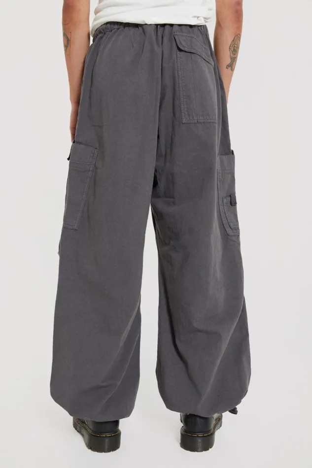 Jaded London Grey Military Oversized Cargo Pants Men Parachute Pants