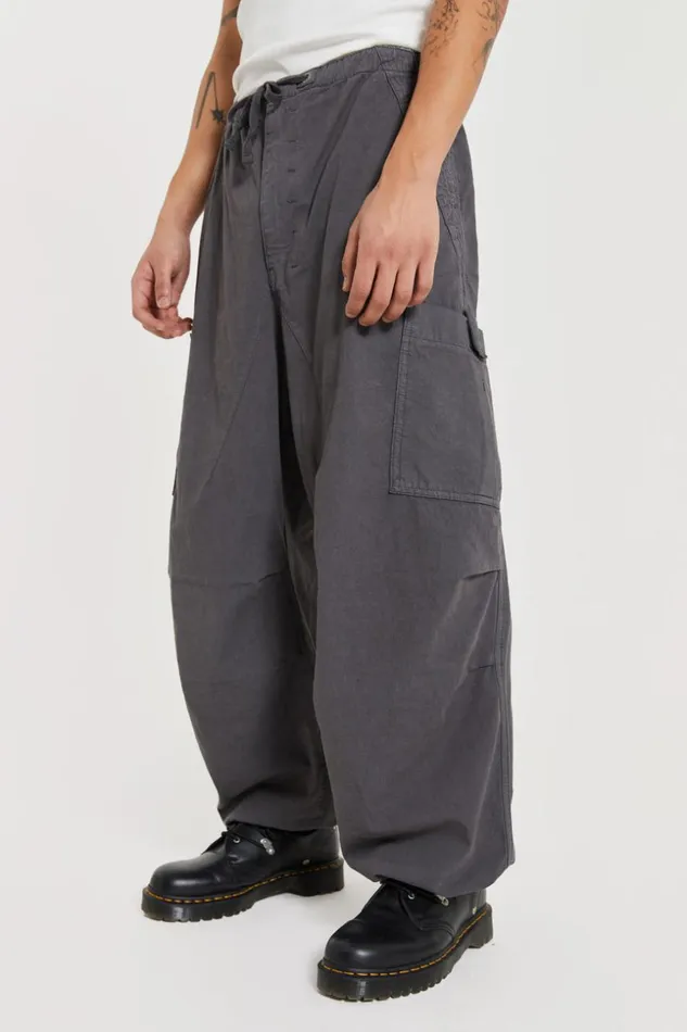 Jaded London Grey Military Oversized Cargo Pants Men Parachute Pants
