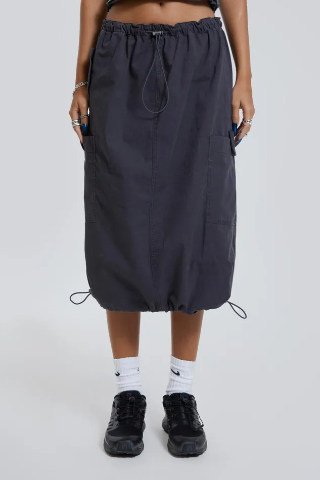 Jaded London Grey Parachute Midi Skirt Women Parachute Pants