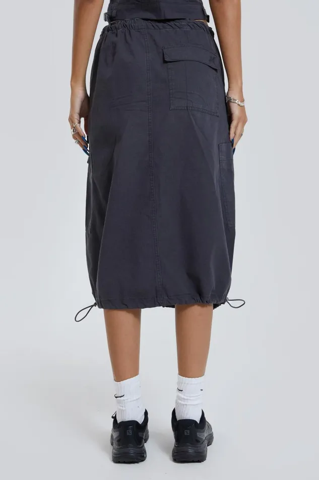 Jaded London Grey Parachute Midi Skirt Women Parachute Pants